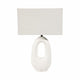 Table Lamp | Off White Linen Shade | Modern Art Cutout Ceramic Base | 27"
