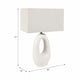 Table Lamp | Off White Linen Shade | Modern Art Cutout Ceramic Base | 27"