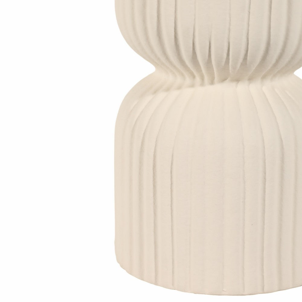 Accent Table Lamp | 22" | Black Fabric Shade | White Fluted Ceramic