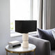 Accent Table Lamp | 22" | Black Fabric Shade | White Fluted Ceramic