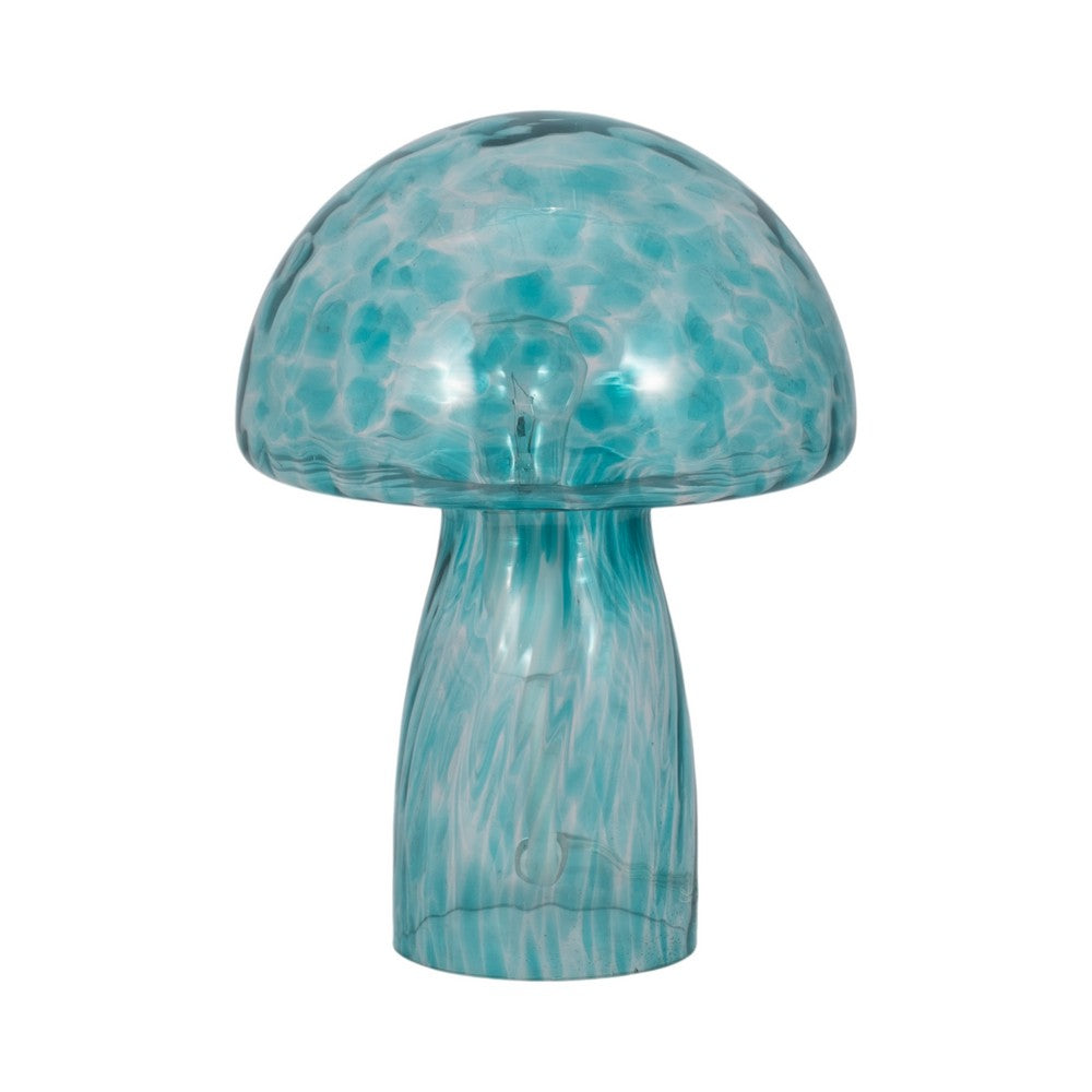 Spotted Mushroom Accent Table Lamp | 11" Seafoam Aqua Green Glass