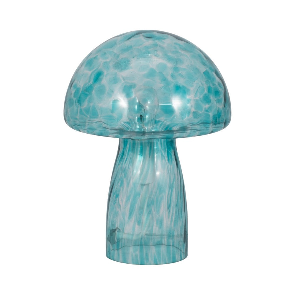 Spotted Mushroom Accent Table Lamp | 11" Seafoam Aqua Green Glass