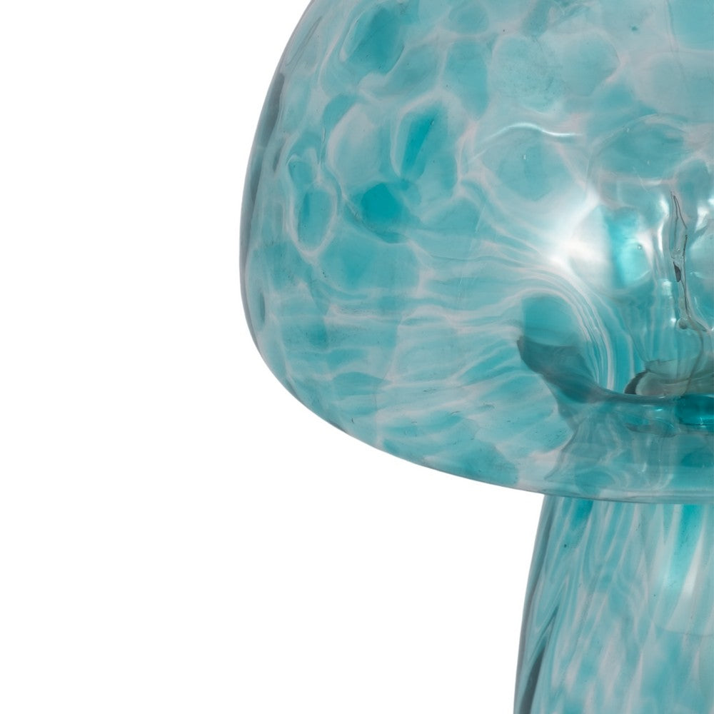 Spotted Mushroom Accent Table Lamp | 11" Seafoam Aqua Green Glass