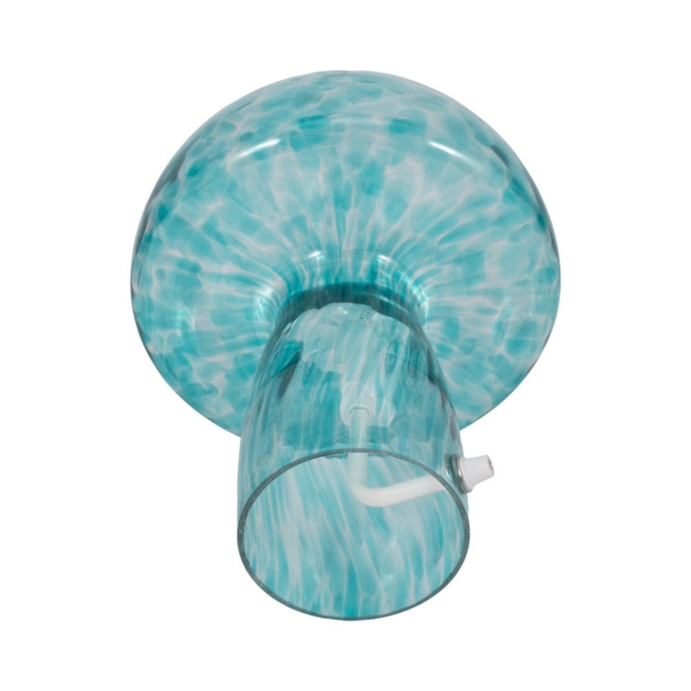Spotted Mushroom Accent Table Lamp | 11" Seafoam Aqua Green Glass