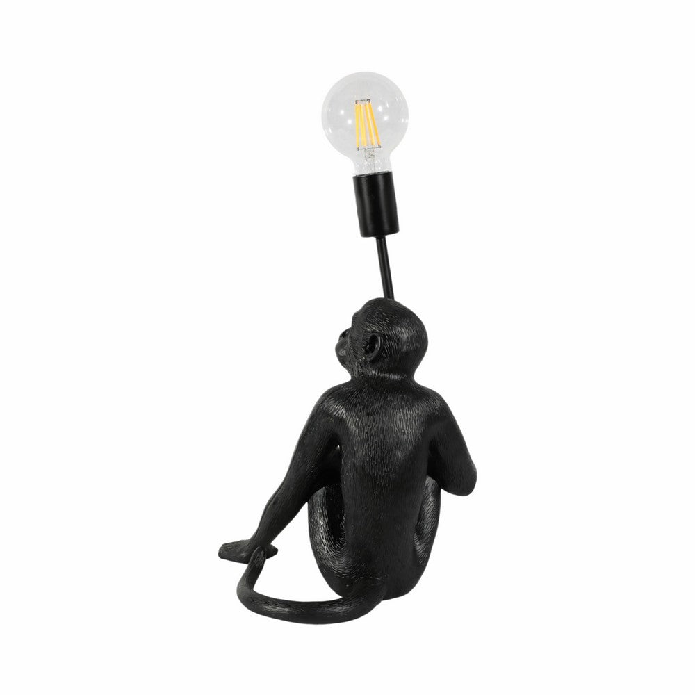 Decorative Monkey Table Lamp with Lightbulb | 20" | Black Texture Resin