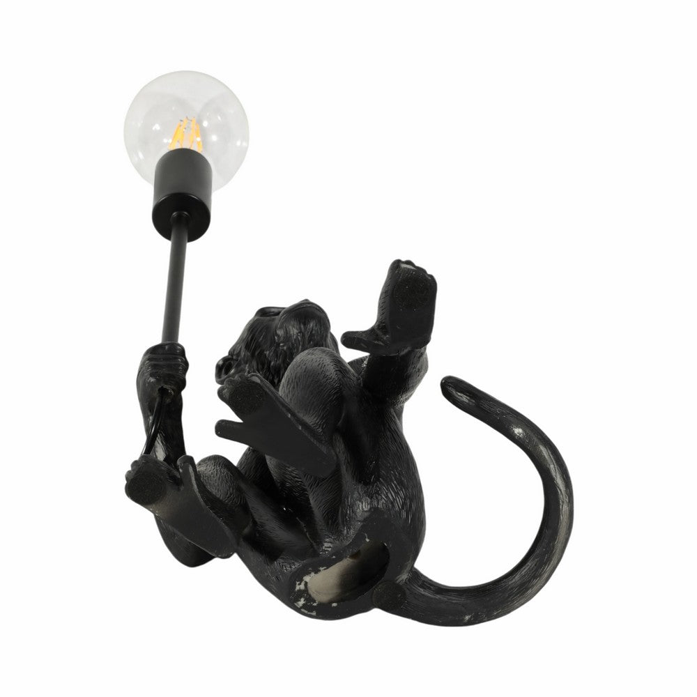 Decorative Monkey Table Lamp with Lightbulb | 20" | Black Texture Resin