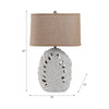 Table Lamp w Nightlight | Brown Burlap Shade | Pierced Leaf Ceramic Base