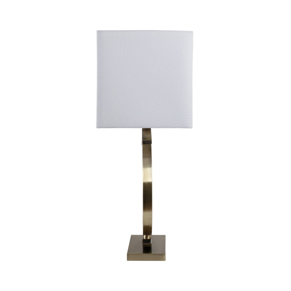 Accent Table Lamp | 30" | White Rectangular Shade | Bronze Circles Base