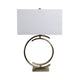 Accent Table Lamp | 30" | White Rectangular Shade | Bronze Circles Base