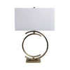 Accent Table Lamp | 30" | White Rectangular Shade | Bronze Circles Base