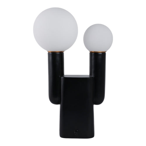 Accent Totem Lamp | Frosted Glass | Black Metal Nordic Cactus 20"