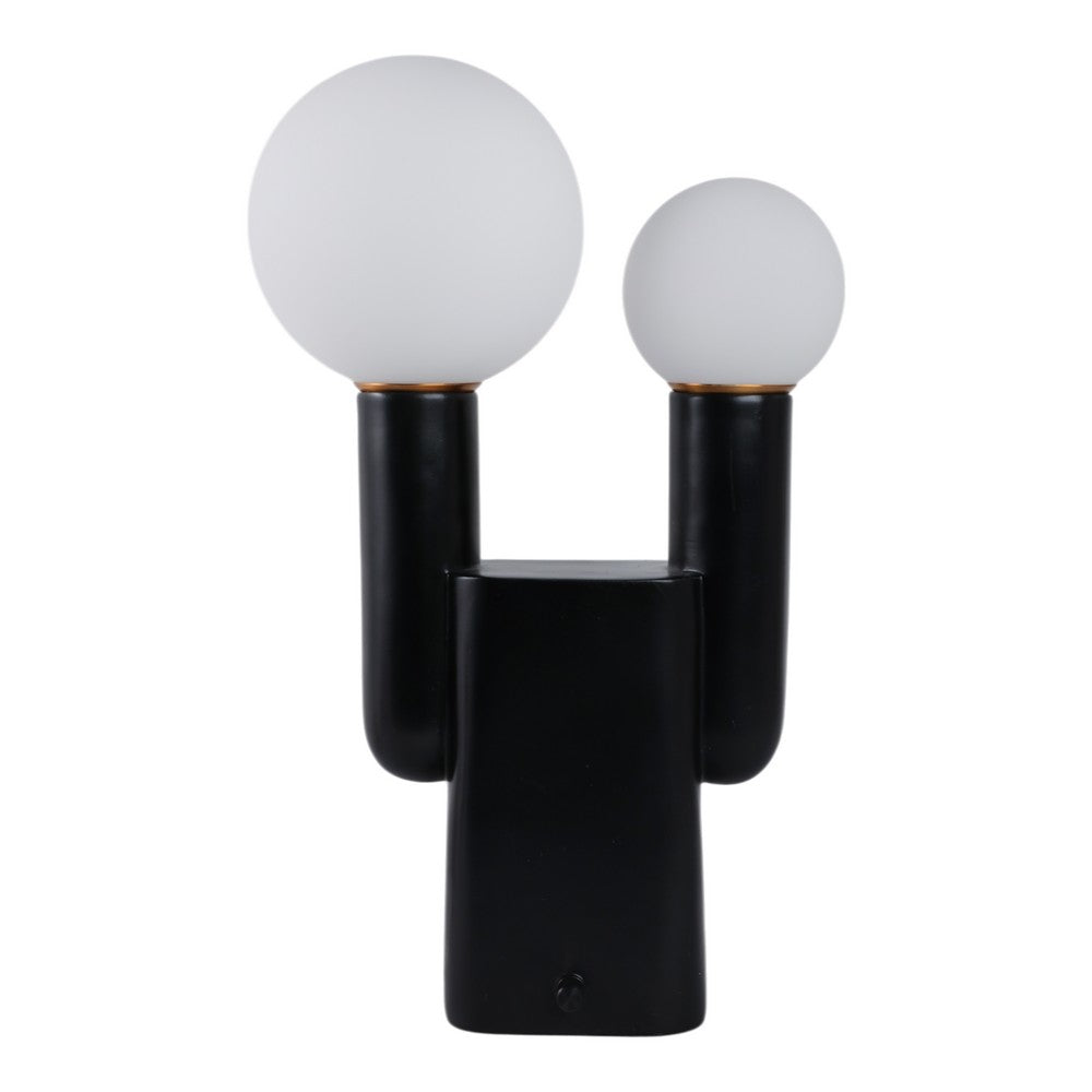 Accent Totem Lamp | Frosted Glass | Black Metal Nordic Cactus 20"