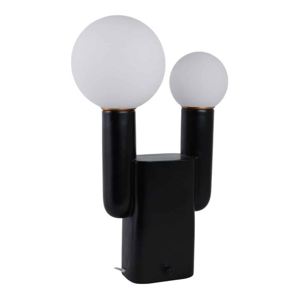 Accent Totem Lamp | Frosted Glass | Black Metal Nordic Cactus 20"