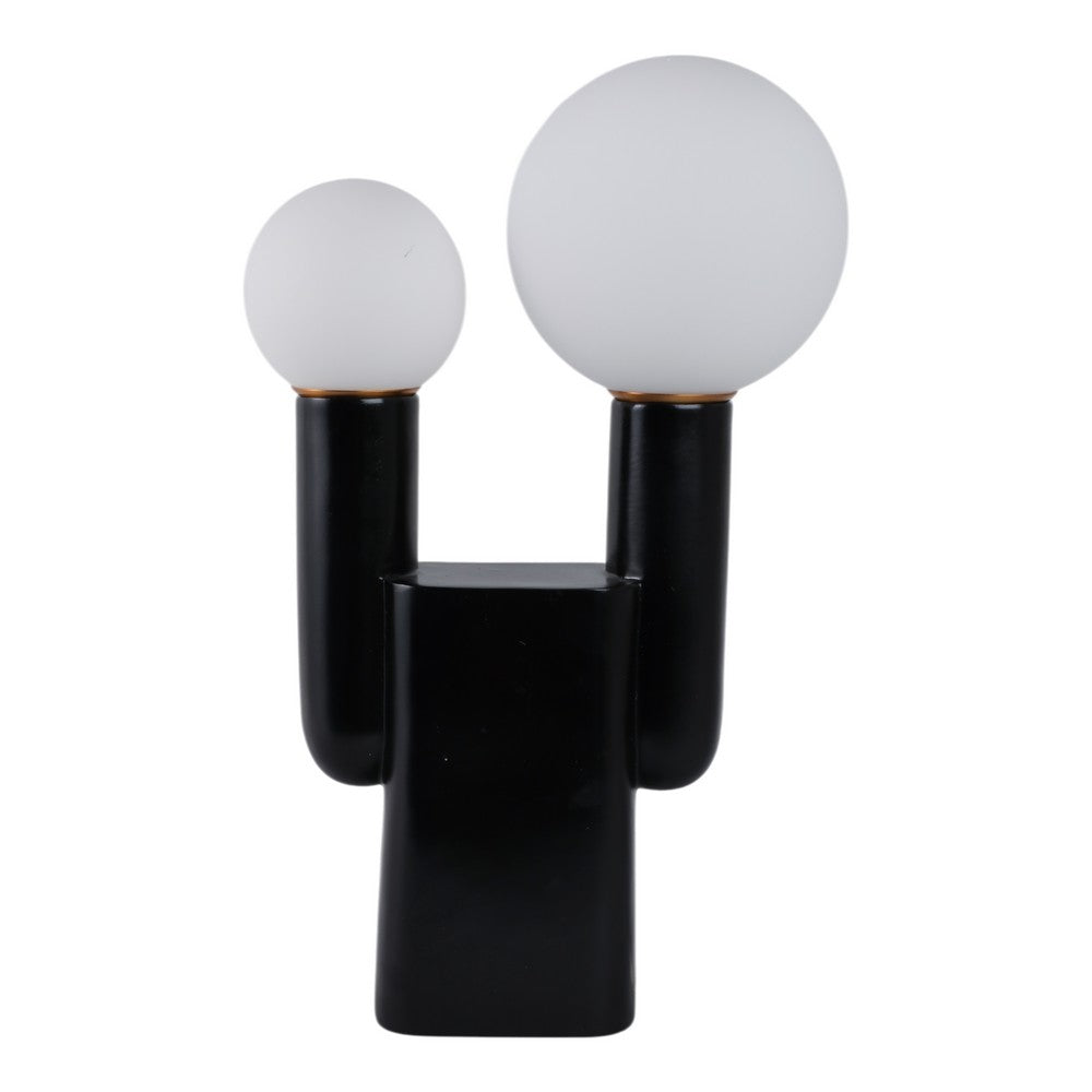 Accent Totem Lamp | Frosted Glass | Black Metal Nordic Cactus 20"