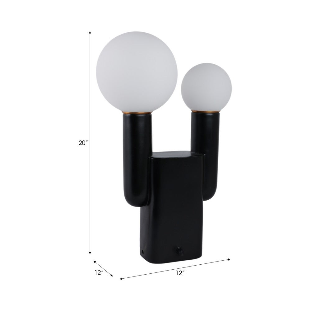 Accent Totem Lamp | Frosted Glass | Black Metal Nordic Cactus 20"