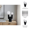 Accent Totem Lamp | Frosted Glass | Black Metal Nordic Cactus 20"