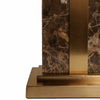 Table Lamp | Off White Linen Shade | Brown Marble| Brass Accent | 26"