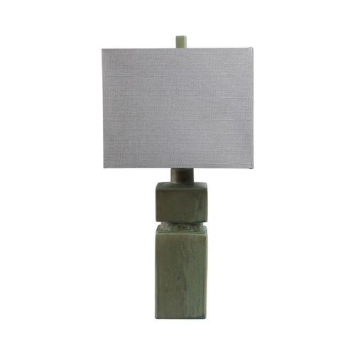 Haryl Stacked Table Lamp with Finial Details | Green Ceramic 27"