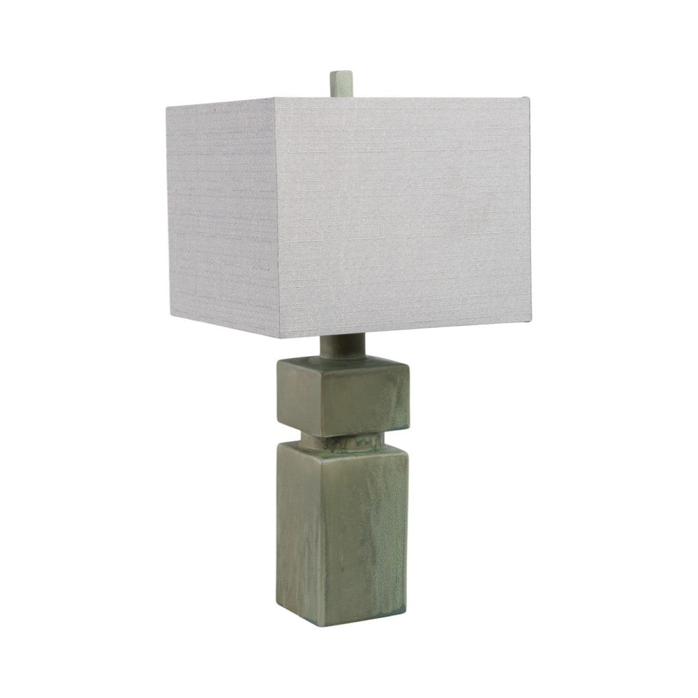 Haryl Stacked Table Lamp with Finial Details | Green Ceramic 27"
