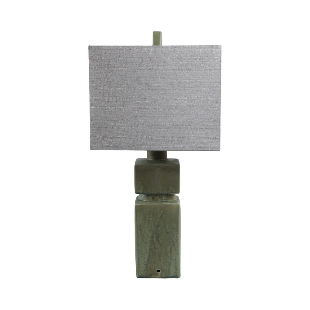 Haryl Stacked Table Lamp with Finial Details | Green Ceramic 27"