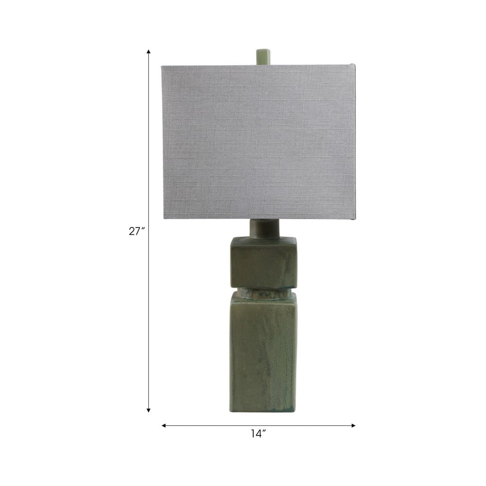 Haryl Stacked Table Lamp with Finial Details | Green Ceramic 27"