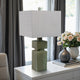 Haryl Stacked Table Lamp with Finial Details | Green Ceramic 27"