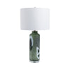 Cylinder Table Lamp | Green Glass with Abstract Artisan Markings | 16"