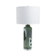 Cylinder Table Lamp | Green Glass with Abstract Artisan Markings | 16"