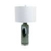 Cylinder Table Lamp | Green Glass with Abstract Artisan Markings | 16"