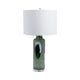 Cylinder Table Lamp | Green Glass with Abstract Artisan Markings | 16"