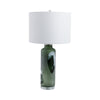 Cylinder Table Lamp | Green Glass with Abstract Artisan Markings | 16"