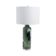 Cylinder Table Lamp | Green Glass with Abstract Artisan Markings | 16"