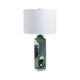 Cylinder Table Lamp | Green Glass with Abstract Artisan Markings | 16"