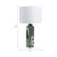 Cylinder Table Lamp | Green Glass with Abstract Artisan Markings | 16"