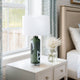 Cylinder Table Lamp | Green Glass with Abstract Artisan Markings | 16"