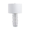 Accent Table Lamp | 29" White Drum Shade | Clear Bubble Glass