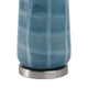 Table Lamp | 29" Blue Retro Checkered Glass Base | White Drum Shade