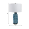 Table Lamp | 29" Blue Retro Checkered Glass Base | White Drum Shade