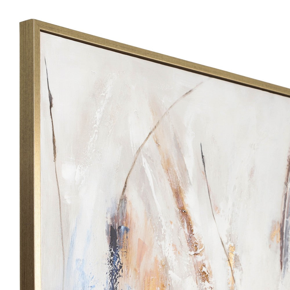 50 x 74 Modern Art Wall Painting | Blue Gold Streamed Abstract Design