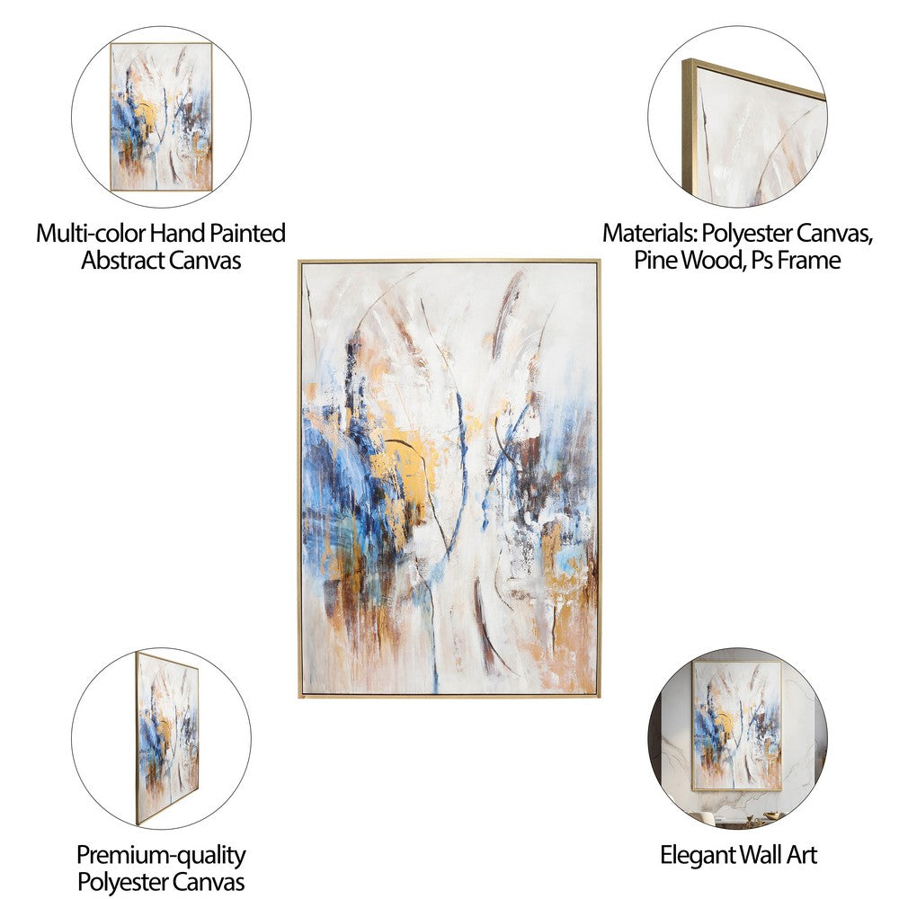 50 x 74 Modern Art Wall Painting | Blue Gold Streamed Abstract Design