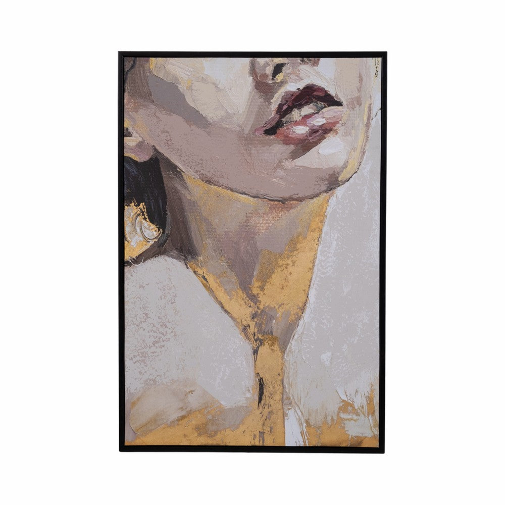 Curt Hand Painted Gold Leaf Portrait | Brushstroke Ivory Resin 32x48"