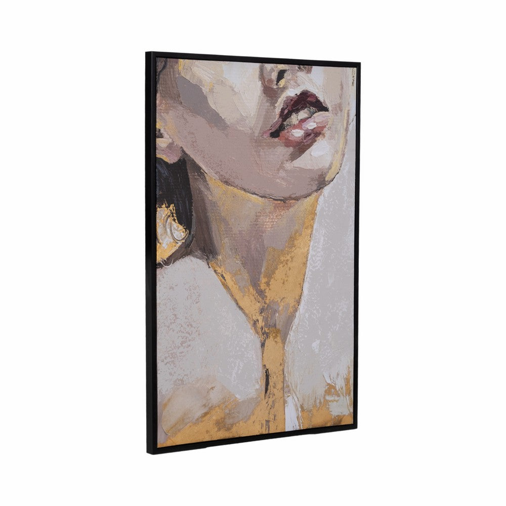 Curt Hand Painted Gold Leaf Portrait | Brushstroke Ivory Resin 32x48"