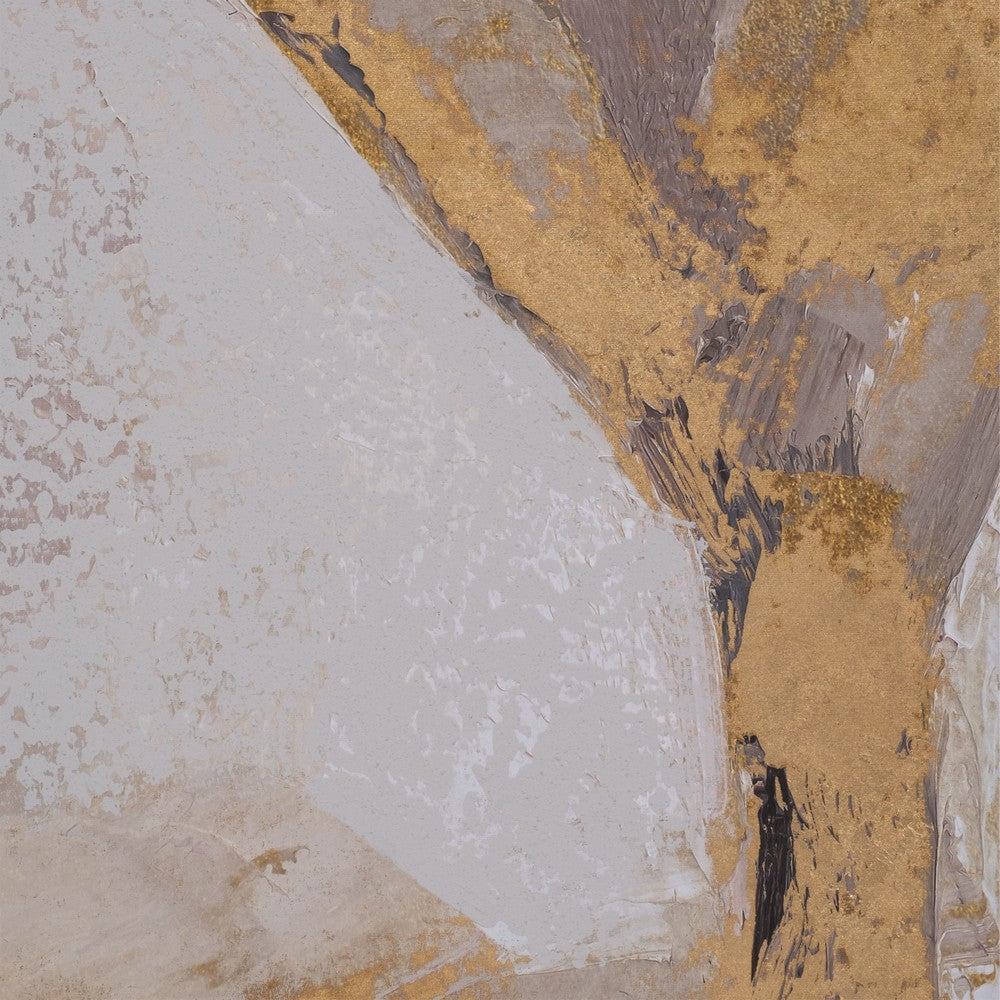 Curt Hand Painted Gold Leaf Portrait | Brushstroke Ivory Resin 32x48"