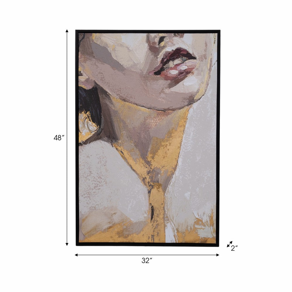 Curt Hand Painted Gold Leaf Portrait | Brushstroke Ivory Resin 32x48"