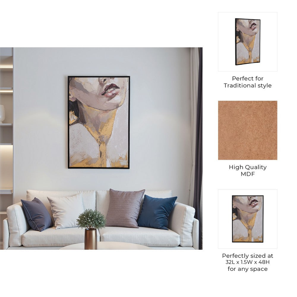 Curt Hand Painted Gold Leaf Portrait | Brushstroke Ivory Resin 32x48"