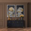 Deep Thought Abstract Face Wall Art | 36x59 White | Gold Stroke Accent