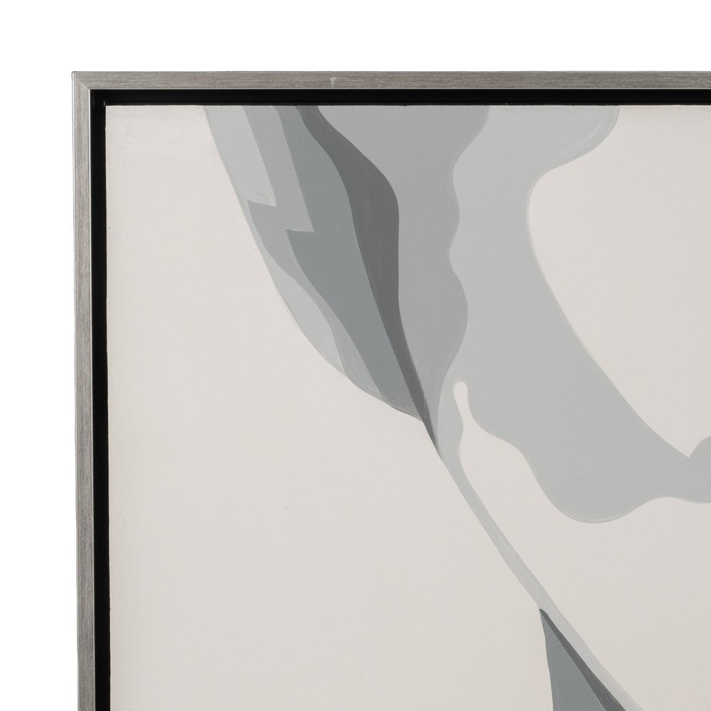 Hand Painted Framed Wall Art | Luxury Red Lips | White Canvas | 47"