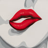 Hand Painted Framed Wall Art | Luxury Red Lips | White Canvas | 47"