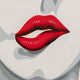 Hand Painted Framed Wall Art | Luxury Red Lips | White Canvas | 47"