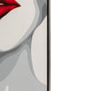 Hand Painted Framed Wall Art | Luxury Red Lips | White Canvas | 47"